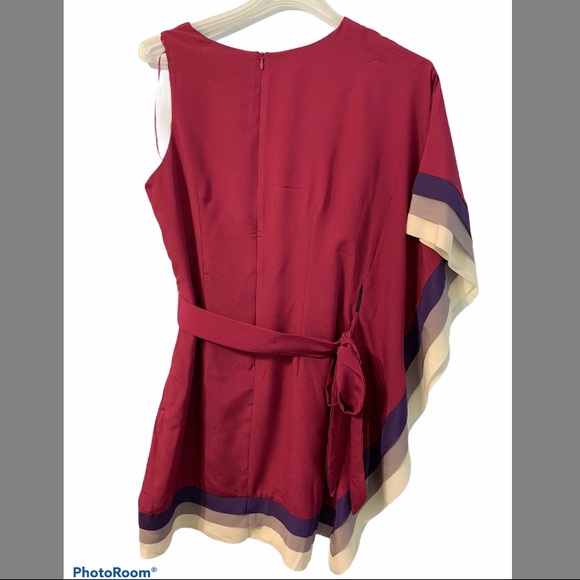 C. LUCE ASYMMETRICAL ONE SHOULDER DRESS WITH BELT - Picture 2 of 8